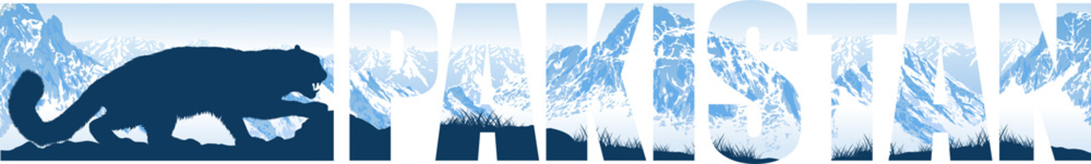 vector panorama of Pakistan with mountains snow leopard © Save Jungle