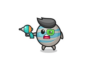 cute planet holding a future gun