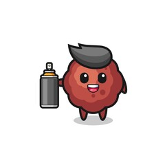 the cute meatball as a graffiti bomber