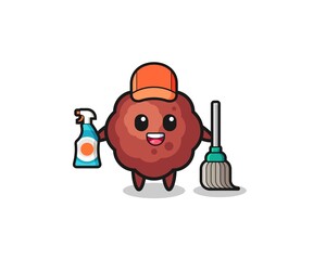 cute meatball character as cleaning services mascot