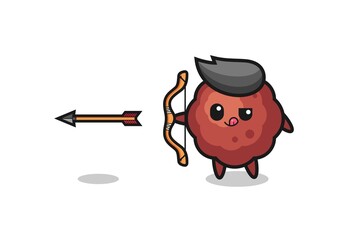 illustration of meatball character doing archery