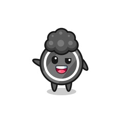 hockey puck character as the afro boy