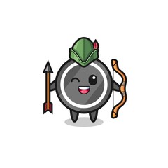 Fototapeta premium hockey puck cartoon as medieval archer mascot