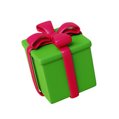 3d rendering christmas green box gift illustration object