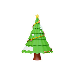 3d rendering christmas tree with star illustration object