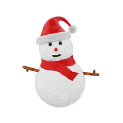 3d rendering christmas snowman with hat illustration object