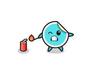 sticker mascot illustration playing firecracker