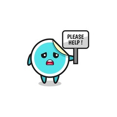 cute sticker hold the please help banner