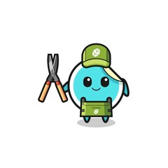 cute sticker as gardener mascot