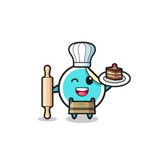 sticker as pastry chef mascot hold rolling pin