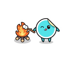 Fototapeta na wymiar sticker character is burning marshmallow