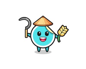 sticker Asian farmer holding paddy