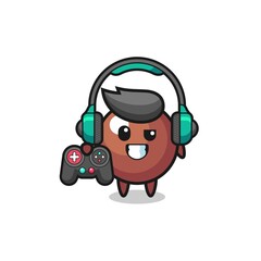 Obraz premium chocolate ball gamer mascot holding a game controller