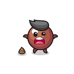 chocolate ball earth surprised to meet poop