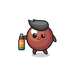 cute chocolate ball holding mosquito repellent