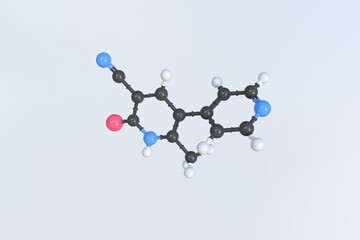 Milrinone molecule made with balls, scientific molecular model. 3D rendering