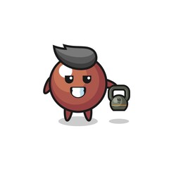 Fototapeta premium chocolate ball mascot lifting kettlebell in the gym