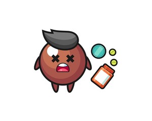 illustration of overdose chocolate ball character