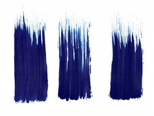 Beautiful blue paint brush strokes made of watercolor on paper.