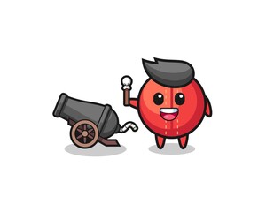 Obraz premium cute cricket ball shoot using cannon
