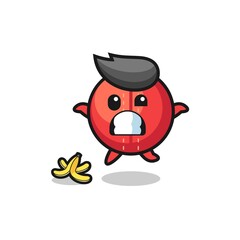 Fototapeta premium cricket ball cartoon is slip on a banana peel