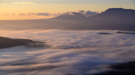 さわやか絶景大自然「朝陽・雲海」阿蘇五岳パノラマ撮影 Refreshing superb view nature 