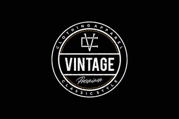 Classic Vintage Retro Label Badge logo design for cloth apparel classic round stiching