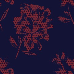 Floral Seamless Pattern with dotted textures
