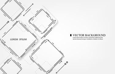 Vector geometric square pattern line connection white background