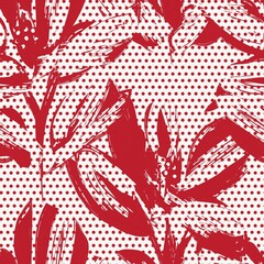 Floral Seamless Pattern with dotted textures
