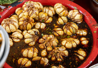 salted garlic in a pot