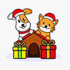 Cute Christmas mascot design illustration