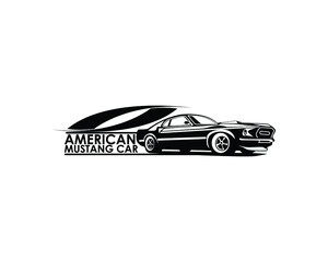 vector graphic illustration of a black mustang car on a white background. - obrazy, fototapety, plakaty