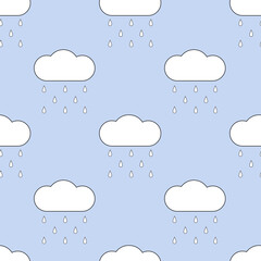 Cute cartoon seamless pattern sky and rain clouds. for background, illustration, wallpaper, wrapping paper, fabric