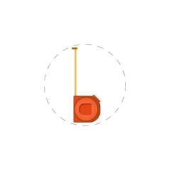 Tape measure isolated illustration on white background. Roulette construction tool clipart. Tape measure flat icon.