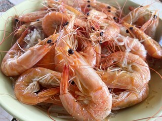 close up sweet sprimp boiled food