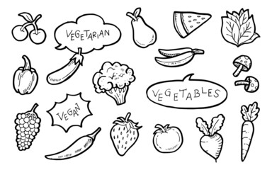 World Vegetarian Day doodle, Vector Illustration.