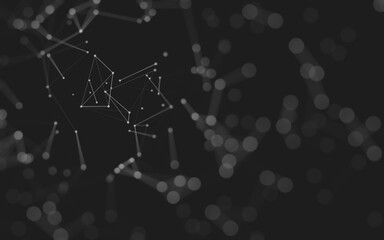 Abstract background. Molecules technology with polygonal shapes, connecting dots and lines. Connection structure. Big data visualization.