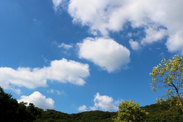 Obraz premium 爽やかな青空 風景 山