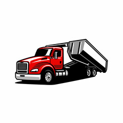 dump truck - semi truck isolated vector	