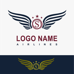 Modern Wing Initial Letter S Logo Idea Vector Template. Sport, Force, Flight, Airlines, Plane, Finance Business Logo. Eagle Victory Freedom Symbol