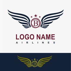 Modern Wing Initial Letter B Logo Idea Vector Template. Sport, Force, Flight, Airlines, Plane, Finance Business Logo. Eagle Victory Freedom Symbol