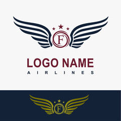 Modern Wing Initial Letter F Logo Idea Vector Template. Sport, Force, Flight, Airlines, Plane, Finance Business Logo. Eagle Victory Freedom Symbol