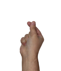 Hand korean heart symbol isolated white background