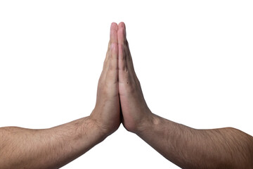 hands in prayer isolated whtite background