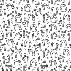 Ancient arch line vector doodle simple seamless pattern