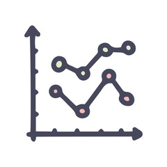 line chart color vector doodle simple icon