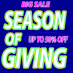 Obraz premium Season of giving Sale discount up to 50% off shopping with simple colors on a cool background. It is suitable for social media, websites, stores, web and others. vector background
