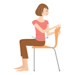 ヨガ　腰回し　リラックス　女性
