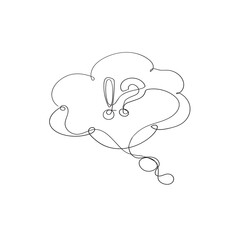 bubble speech with exclamation and question mark illustration vector in continuous line drawing